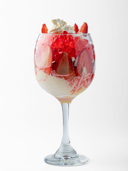 super copa de helado con perlas sabor a fresa