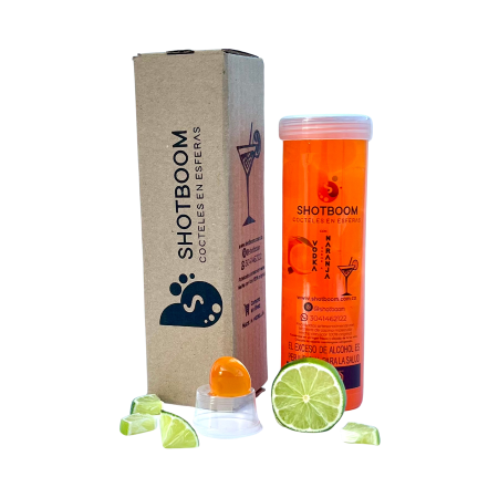 Cóctel molecular x 30 esferas con vodka sabor a Naranja