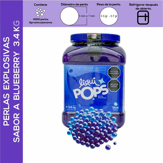 Perlas Explosivas LiquiPops Sabor Blueberry 3400g