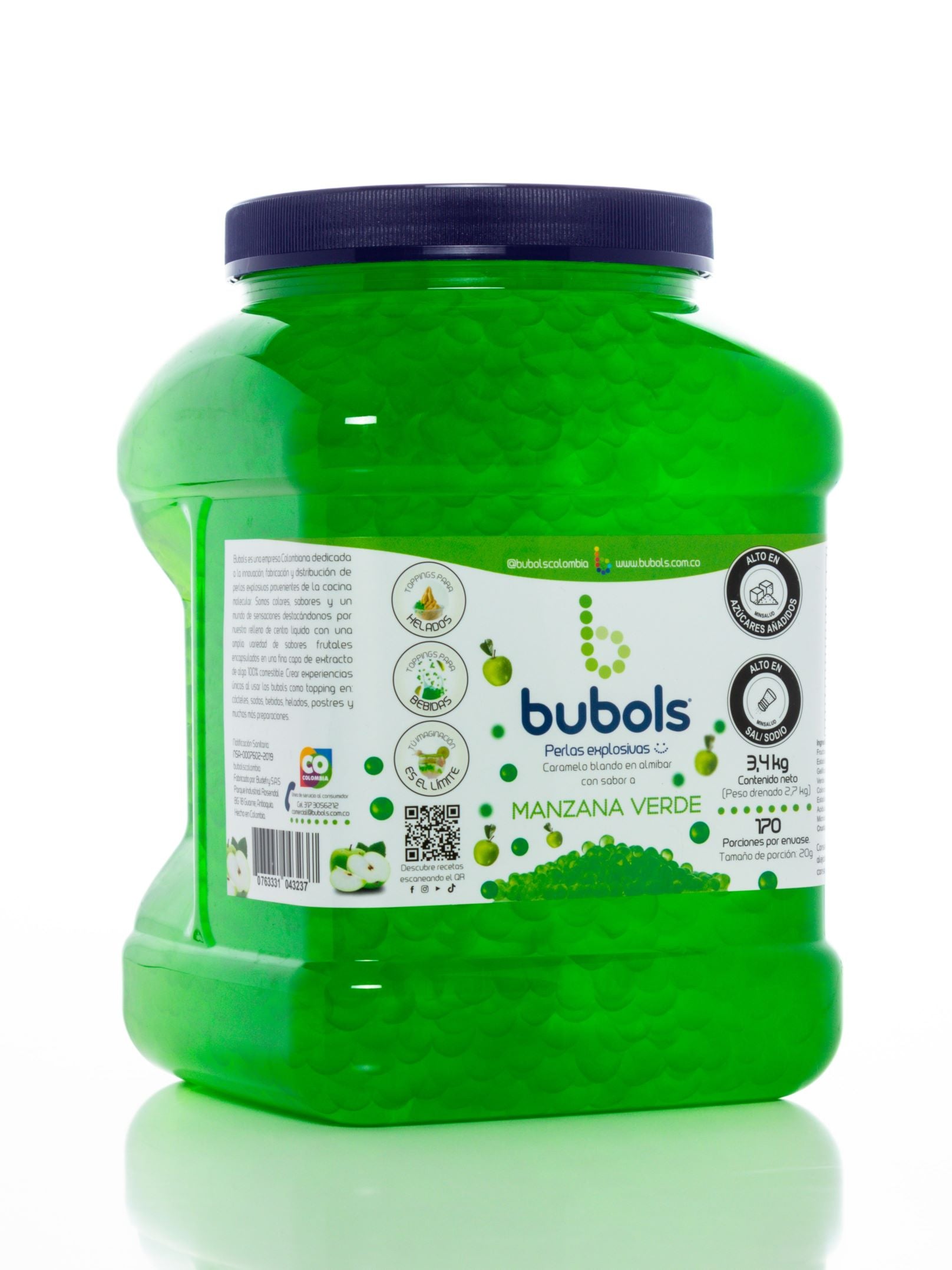 Perlas Explosivas Bubols Sabor A Manzana Verde X 3400 G Perlas